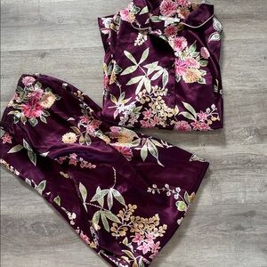 Morgan Taylor Intimates‎ Royal Purple Satin Pajama Set M Whimsygoth Old Money